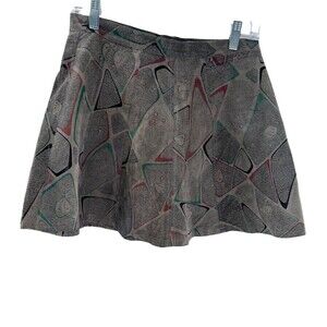 Women's Motel Vintage Custom Made Leather Geometric Print Mini Skirt Size M/L